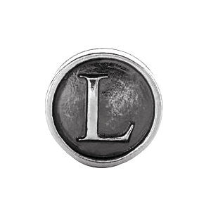 Sterling Silver 10.6mm Letter 
"L" Alpha Cylinder Bead