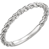 14K White Stackable Rope Ring