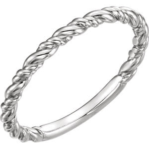 14K White Stackable Rope Ring