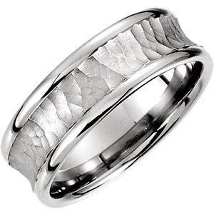 14K White 7.5mm Fancy Carved Band Size 10.00