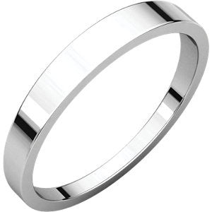 14K White 3mm Flat Tapered Band