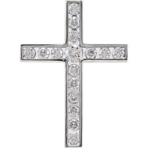 14K White 1/4 CTW Diamond Cross Pendant