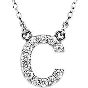 14K White Letter "C" 1-6 CTW Diamond 16" Necklace