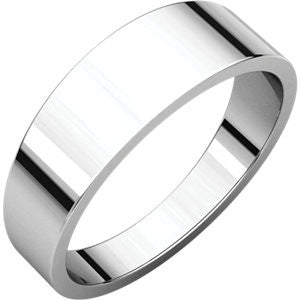 14K White 6mm Flat Tapered Band