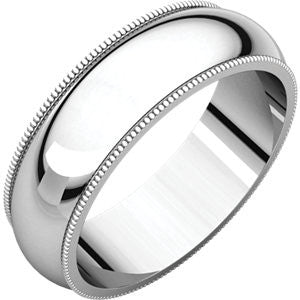 Sterling Silver 6mm Milgrain Band