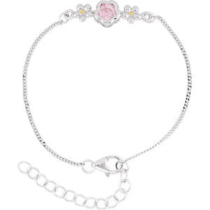 Sterling Silver BFlower&trade; Rose CZ 6.5-7.5" Bracelet