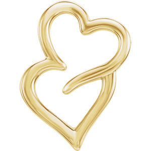 14K White Double Heart Chain Slide