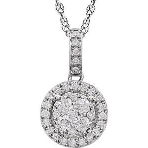 14K White 1-2 CTW Halo-Style Diamond 18" Necklace