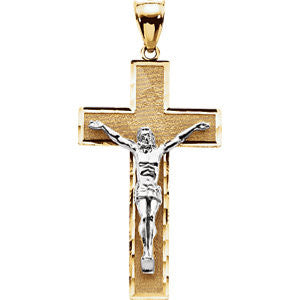 14K Yellow & White 41x23.75mm Crucifix Pendant