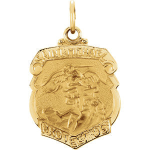 14K Yellow 16.5x14.25mm St. Michael Medal