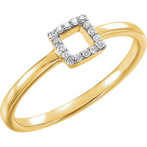 14K Yellow .06 CTW Diamond Square Stackable Ring