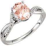 14K White Morganite & .06 CTW Diamond Ring Size 7