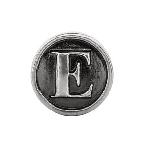 Sterling Silver 10.6mm Letter 
"E" Alpha Cylinder Bead