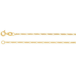 14K Yellow 1.5mm Solid Figaro 16" Chain