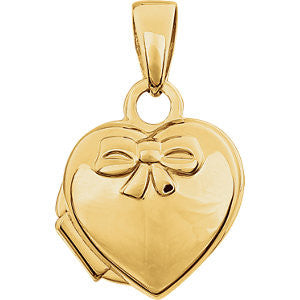 14K Yellow Heart Embossed Bow Locket