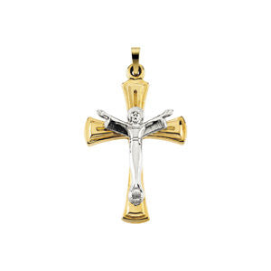 14K Yellow & White 31.75x23mm Risen Christ Crucifix Pendant