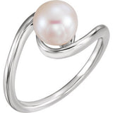 14K White 6mm Freshwater Cultured Pearl Ring