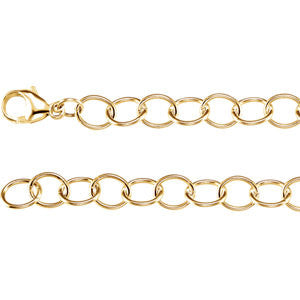 14K Yellow 7.2mm Circle Link Charm 7.5" Bracelet