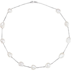 14K White Freshwater Cultured Pearl 18" Necklace