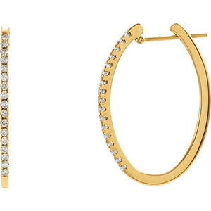 14K Yellow 1-2 CTW Diamond Hoop Earrings