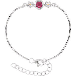 Sterling Silver BFlower&trade; Fushia CZ 6.5-7.5" Bracelet