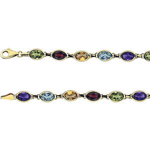 14K Yellow Multi-Gemstone 7" Bracelet