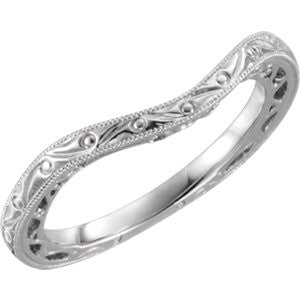 14K White Hand-Engraved Band