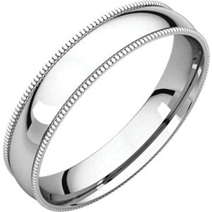 14K White 4mm Light Comfort Fit Milgrain Band