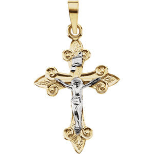 14K Yellow & White 28x19mm Crucifix Pendant