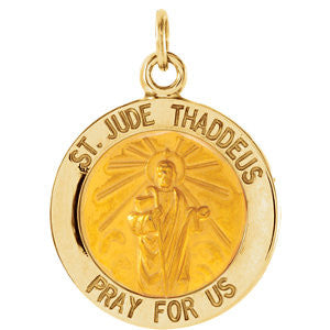 14K Yellow 14.5mm Round St. Jude Thaddeus Medal