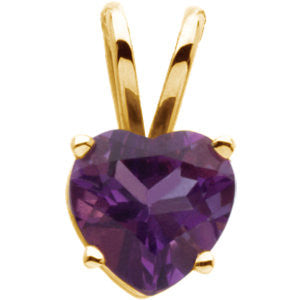 14K Yellow 6mm Amethyst Heart Pendant