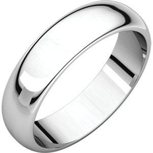 14K White 5mm Half Round Band