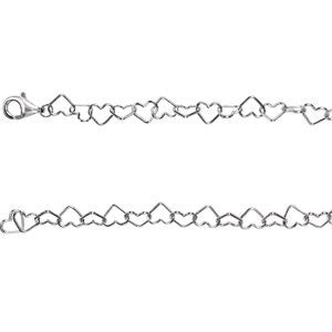 Sterling Silver 6mm Heart Link 20" Chain