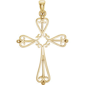 14K Yellow 33x25mm Cross Pendant Mounting