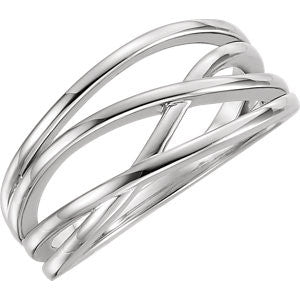 14K White Criss-Cross Ring