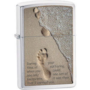 Zippo® Footprints in Sand Brushed Chrome Lighter