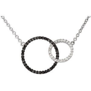 14K White 1-3 CTW Black & White Diamond Circle 18" Necklace