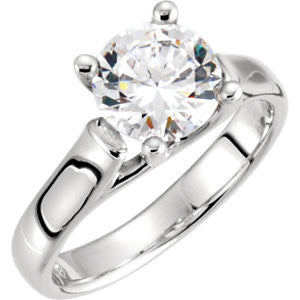 14K White Cubic Zirconia Engagement Ring