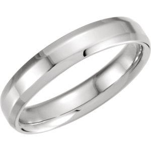 14K White 4mm Comfort-Fit Beveled Edge Band Size 12.5