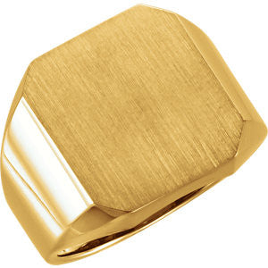 14K Yellow 18x16mm Men's Signet Ring