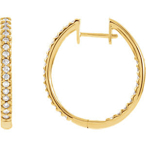 14K Yellow 1-2 CTW Diamond Hinged Inside-Outside Hoop Earrings