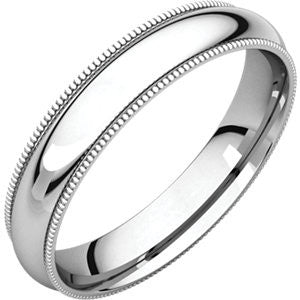 Platinum 4mm Milgrain Comfort Fit Band