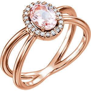 14K Yellow Morganite & 1/10 CTW Diamond Ring