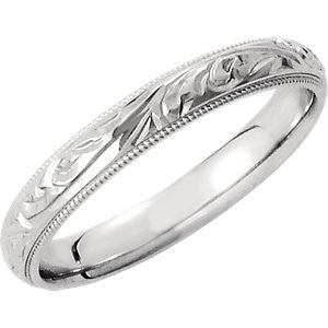 14K White 3mm Comfort-Fit Band Size 7