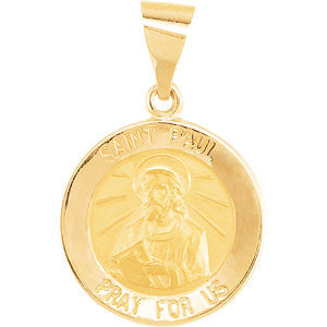 14K Yellow 14.75mm Round Hollow St. Paul Medal