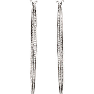 Sterling Silver Cubic Zirconia Inside-Outside Hoop Earrings