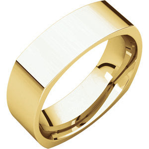 14K Yellow 6mm Square Comfort Fit Band