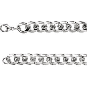 Sterling Silver 12.3mm Curb 24" Chain