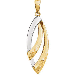 14K Yellow & White Hammered Pendant