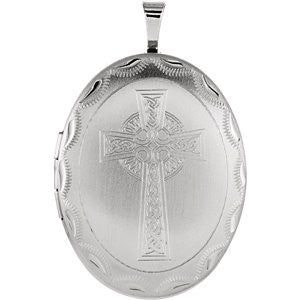 Sterling Silver Oval Celtic Cross Locket